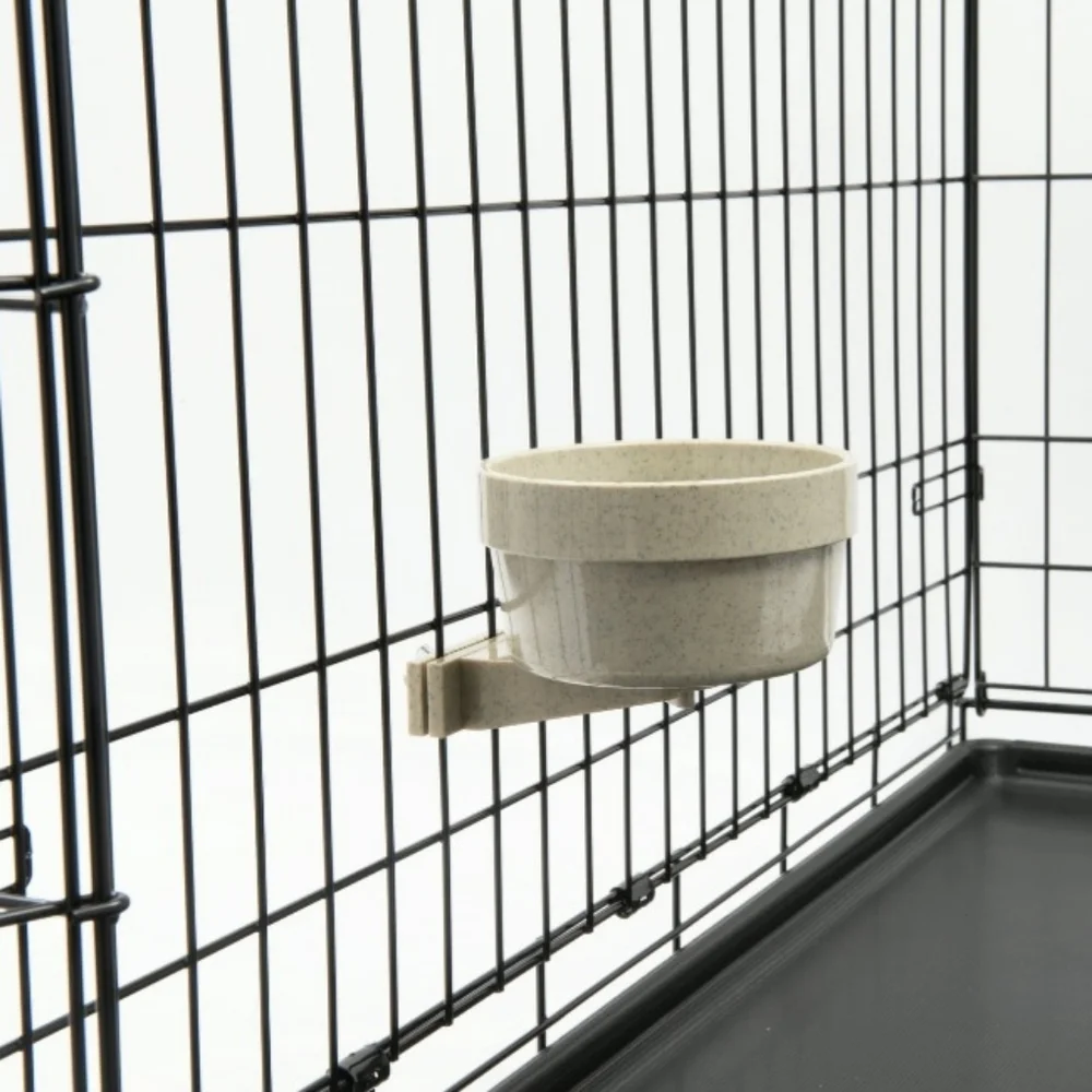 Happy Home Dog Crate Food & Water Bowl w Cage Mount